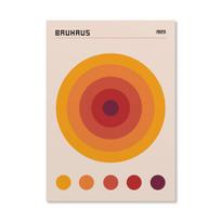 Abstract Orange Bauhaus Geometric Poster Pop Art Sunrise & Bicycle Wall Art Prints for Modern Living Room Dormitory Home Decor 20x30cm No Frame