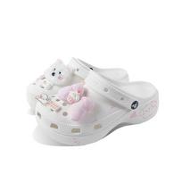 Crocs Classic Platform Clog EVA Pink Dog Hand-painted Small Fresh Cute and Versatile Classic Cloud Doll Hole Shoes Unisex White 34-35 balta