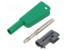 Laboratory connector: 4mm banana | plug | 32A | 1kV | green | soldered