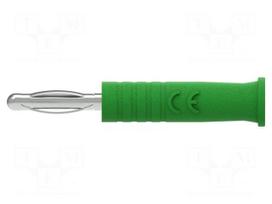 Laboratory connector: 2mm banana | plug | 10A | 30VAC | 60VDC | green