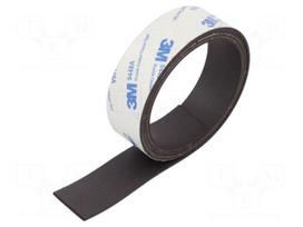 Tape: magnetic | W: 25mm | L: 1m | Thk: 1.5mm | acrylic | black | max.70°C