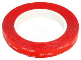 Tape: fixing | W: 15mm | L: 5.5m | Thk: 1mm | double-sided | acrylic