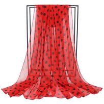 Summer Thin Sunscreen Polka Dot Long Oversized Chiffon Scarf Shawl Female Multifunction Soft Beach Towel Hijab Snood Kerchief M5 160x50cm gray