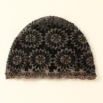 Luxury Full Diamond Lace Cap Women Beautiful Pearls Beading Breathable Mesh Tube Caps Muslim Floral Embroidery Turban For Eid