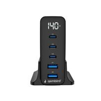 Gembird Universal charger GaN 140W LCD 3xUSB-C 2xUSB-A black | TA-UC-2A3C-PD140-01-BK | 8716309138123