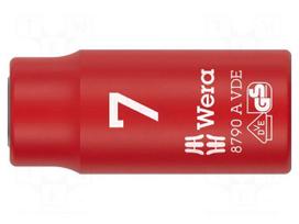 Socket: 6-angles | insulated,socket spanner | HEX 7mm | 1/4" | 1kVAC