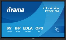 163,9cm/64,5" (3840x2160) iiyama ProLite TE6513A-B3AG 16:9 4K IPS 8ms HDMI DisplayPort USB-C USB LAN RS232 VESA Speaker Touch WiFi Black | TE6513A-B3AG | 4948570128112