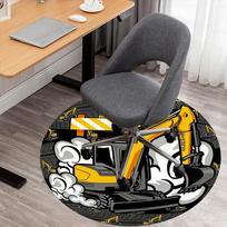 1PC Excavator Tunnel Round Chair mat Area Rug - Non-Slip, Floor Mat for Office, Bedroom, and Indoor Decor -Gift D1127189 80cm by 80cm