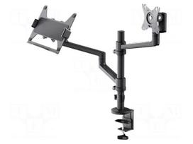 Holder: desktop | monitor,TV | black | 8kg | 75x75mm,100x100mm