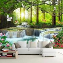 Tapetai 3D Gamta Peizažas Miško kriokliai Nuotrauka Sienų Tapyba Svetainė Tv Sofa Fono Fototapetai 3D Namų dekoras 200 cm(W) x 140 cm(H)