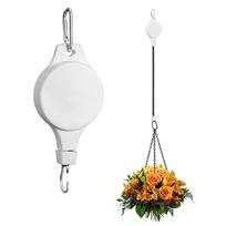 Retractable Pulley Hanging Basket Pull Down Hanger Garden Plant Pots Hook One Size balta