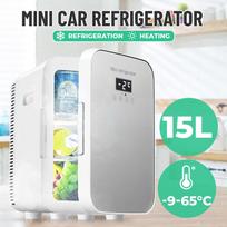 DC12-24V/AC220V 15L Dual Core Freeze Heating Food Fruit Storage Fridge Cooler 55W for Home Travel Camping Home/Car Auto Refrigerator Single Core