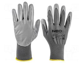 Protective gloves | Size: 10 | grey | polyester,polyurethane