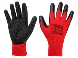 Protective gloves | Size: 7 | black-red | polyester | Safety cat: 2