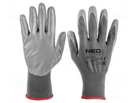 Protective gloves | Size: 7 | grey | polyester,polyurethane