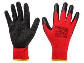 Protective gloves | Size: 10 | black-red | polyester | Safety cat: 2