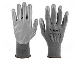 Protective gloves | Size: 9 | grey | polyester,polyurethane