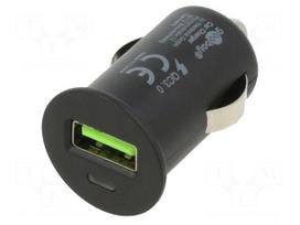 USB power supply | USB A socket | Sup.volt: 12÷24VDC | Inom: 1.5÷3A