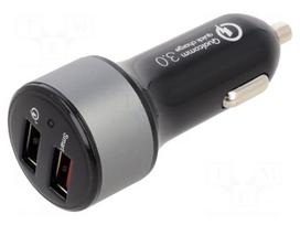 USB power supply | USB A socket x2 | Sup.volt: 12÷24VDC | black