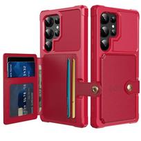 Card Wallet Case for Samsung Galaxy S24 S23 FE S25 Plus S22 S21 S26 Ultra A17 A37 A56 A36 A55 A35 A15 A54 A34 A52S A05S A05 A16 Galaxy A26 5G raudona