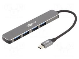 Hub USB | USB A socket x4,USB C plug | USB 3.2 | PnP,flat | grey
