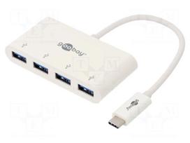 Hub USB | USB A socket x4,USB C plug | USB 3.0 | PnP | white | 5Gbps