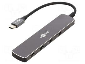 Hub USB | USB C socket x4,USB C plug | USB 3.2 | PnP,flat | grey