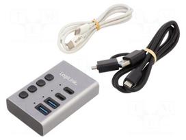 Hub USB | USB A socket x2,USB C socket x4 | USB 3.2 Gen 1 | grey