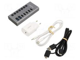 Hub USB | USB A socket x2,USB C socket x7 | USB 3.2 Gen 1 | grey