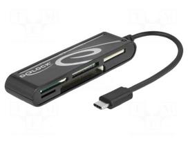 Card reader: memory | CF,microSD,MMC,MS,SD,USB C plug,xD | black