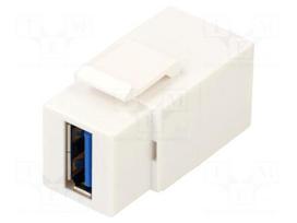 USB coupler | Keystone | USB A socket,both sides | USB 3.0 | white
