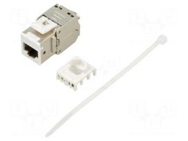 RJ45 module | Keystone | RJ45 socket | white,grey | on cable | Cat 6a