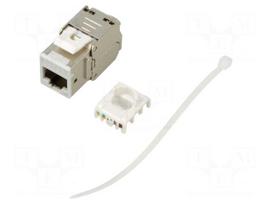 RJ45 module | Keystone | RJ45 socket | light grey,grey | on cable