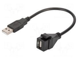USB module | Keystone | USB A socket,USB A plug | USB 2.0 | black