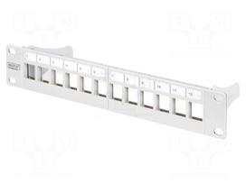 Patch panel | Keystone | RACK | grey | rack 10" | Number of ports: 12