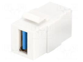 USB coupler | Keystone | USB A socket,both sides | USB 3.0 | white