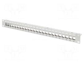 Patch panel | Keystone | RACK | grey | rack 19" | Number of ports: 24