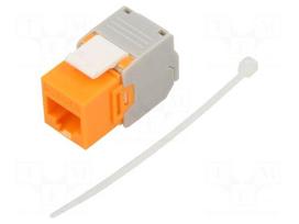 RJ45 module | Keystone | RJ45 socket | orange | on cable | Cat 6a | 8p8c