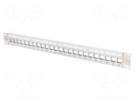 Patch panel | Keystone | RACK | grey | rack 19" | Number of ports: 24