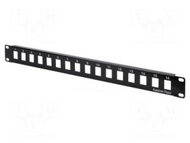 Patch panel | Keystone | RACK | black | rack 19" | Number of ports: 16