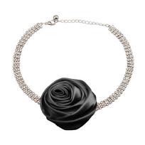 Sweet Cool Rose Flower Collar Necklace Choker Fashion Rhinestone Necklace juoda