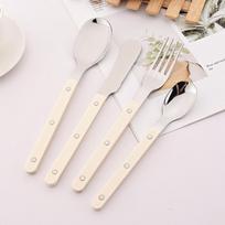 4Pcs Acrylic Handle Knife Fork Set Stainless Steels Dinner Cutlery Set Pink Silver Western Dinnerware Home Kitchen Flatware
