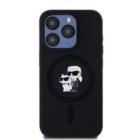 Karl Lagerfeld Liquid Silicone Karl and Choupette MagSafe Case for iPhone 15 Pro / black