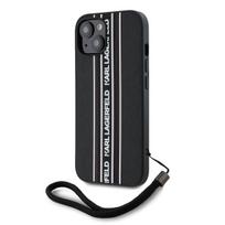 Karl Lagerfeld PU Saffiano Athleisure Stripe and Strap Case for iPhone 15 / pink