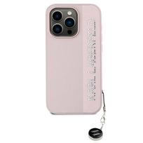 Karl Lagerfeld PU Saffiano Rhinestone Charm Case for iPhone 15 Pro / Pink