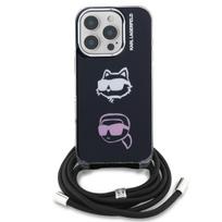 Karl Lagerfeld IML Crossbody Karl and Choupette Heads Case for iPhone 16 Pro / Black