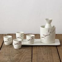 Japanese wine warmer sake small wine pot ceramic sushi restaurant creative white rice wine cup tray set barware drinkware