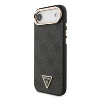 Guess PU Leather 4G Strass Triangle Logo Gold Frame MagSafe Case for iPhone Air / Black