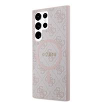 Guess PU Leather 4G Colored Ring MagSafe Case for Samsung Galaxy S24 Ultra / pink