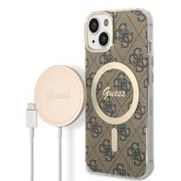 Guess Set GUBPP14SH4EACSW Case+ Charger for iPhone 14 / 15 / 13 6,1" / brown